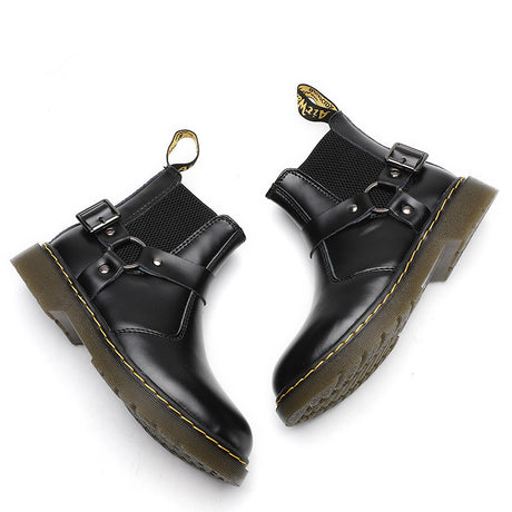 Flat Couple Leather Ring Motorcycle Boots