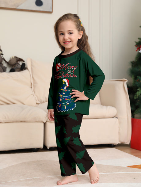 Christmas Tree Printed Long-sleeved Homewear Pajamas