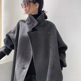 Double-sided Cashmere Coat Simple All-matching Long Turtleneck Cardigan