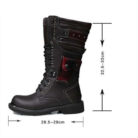 High-top Men's Outdoor Military Boots Leather Tooling