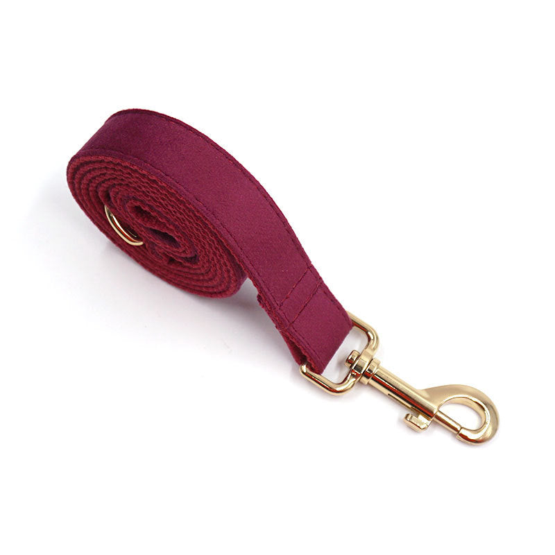 Soft Burgundy Velvet Pet Collar Dog Collar