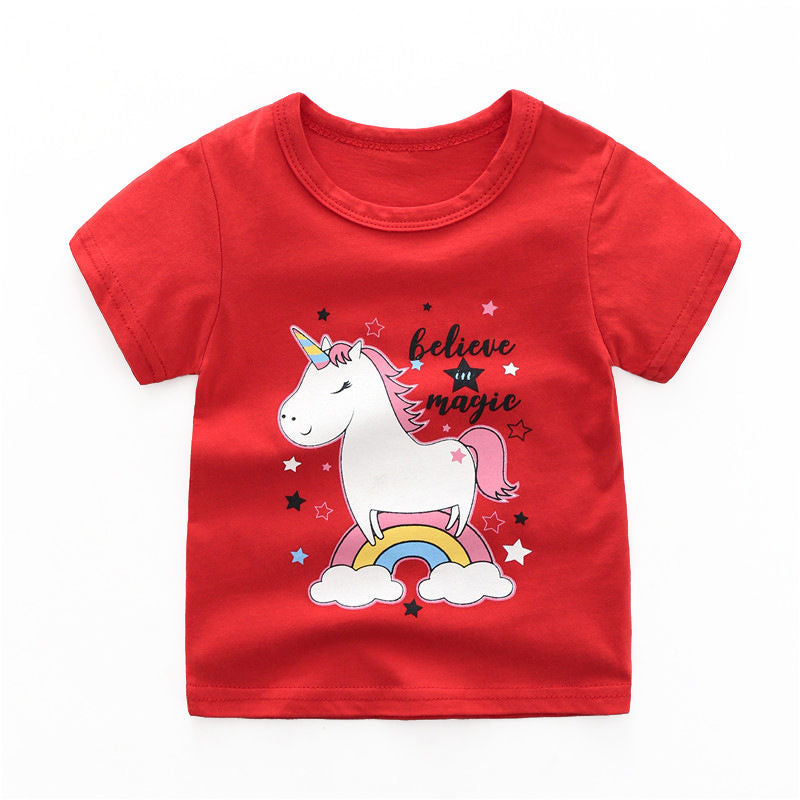 Camiseta Infantil Sencilla Niñas Manga Corta Bebé