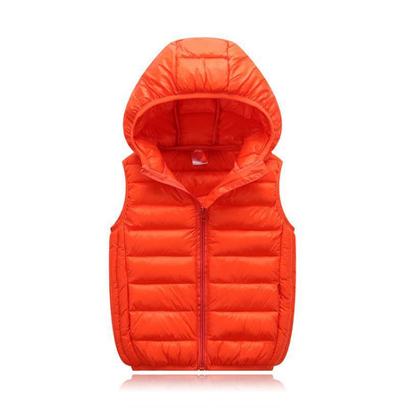 Children's Down Cotton Hooded Thermal Vest Solid Color