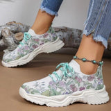 Flyknit Casual New Running 3D Printed Flowers Slip-on Light Running Shoes