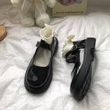 Zapatos De Cuero Pequeños De Estilo Inglés Retro Negro Línea De Hadas Femenina Con Mary Jane