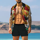 Traje de camisa de moda con estampado retro para hombre