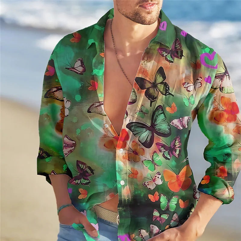 Camisa floral suelta para hombre Playa Retro