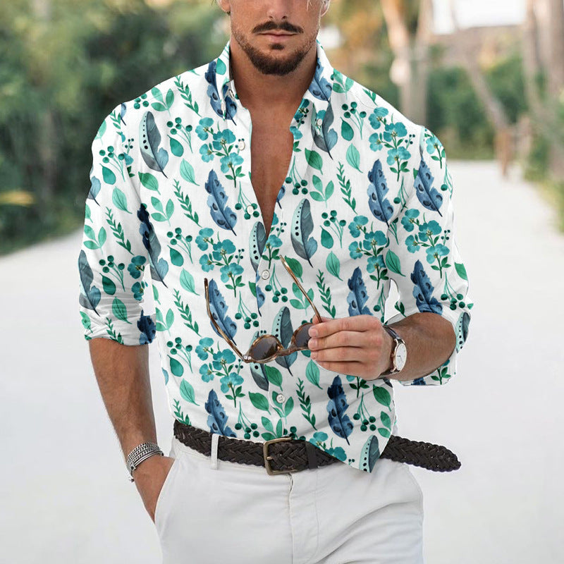 Men's Loose Floral Shirt Beach Retro