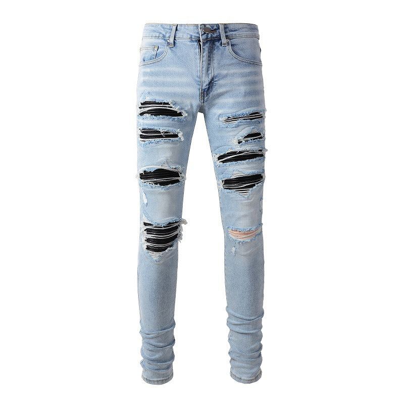 European And American High Street Jeans Patch Ripped