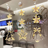 Navidad 3 uds luz LED estrella árbol de Navidad lámpara colgante con ventosa adornos de ventana decoración para el hogar Navidad 2023 decoración de Año Nuevo Decoraciones navideñas