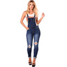 Women's Ripped Denim Suspender Pencil Pants