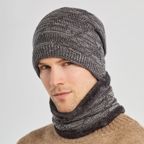 Biking Men's Two-piece Woolen Hat With Head And Ear Protection