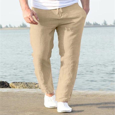 Men's Linen Summer Casual Pants Drawstring Trousers