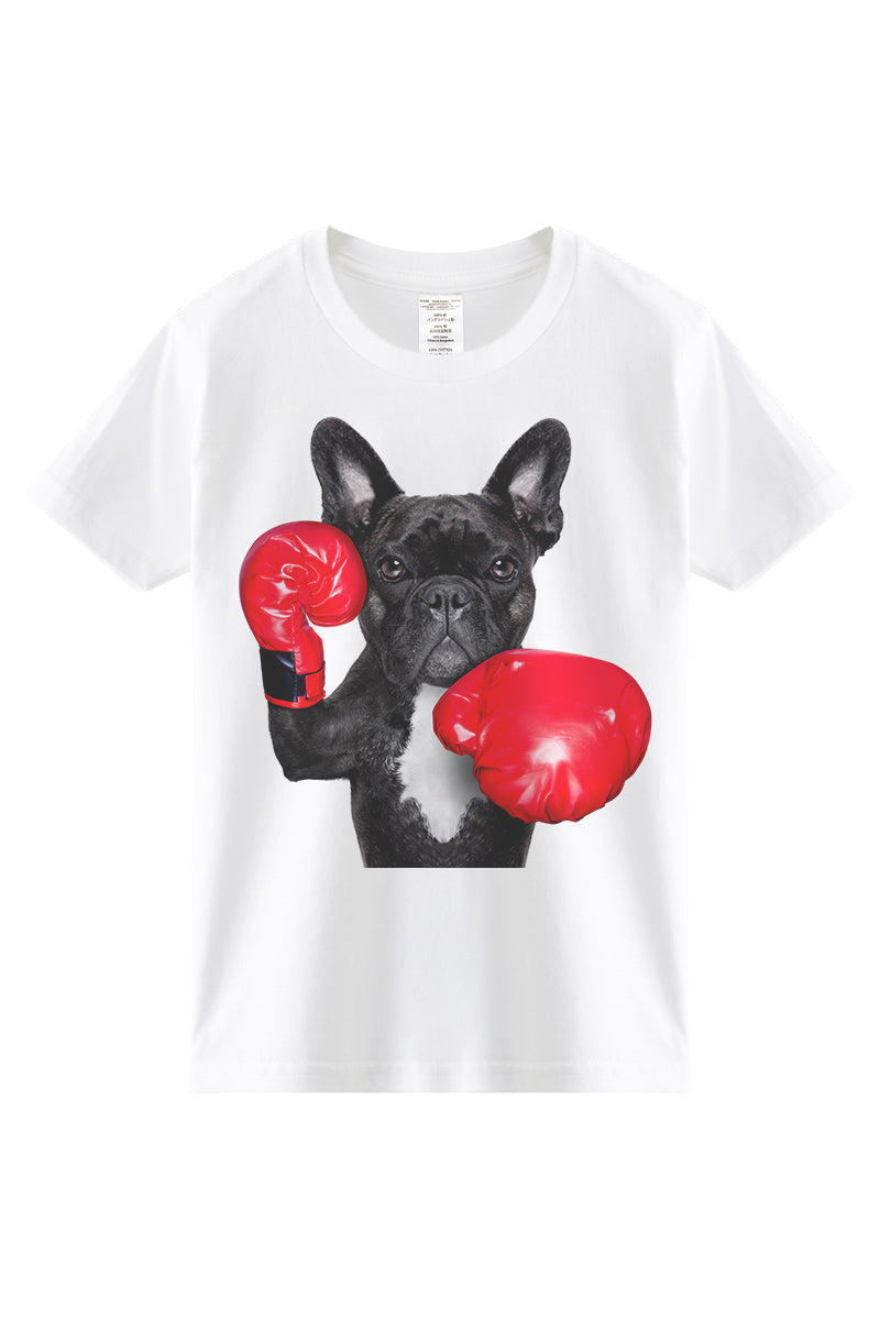 Camiseta de manga corta para niños con estampado 3D de cachorro de Bulldog Francés