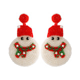 Christmas Snowman Beads Earrings For Women Girls Ins Style Happy New Year Xmas Festival Jewelry Gifts