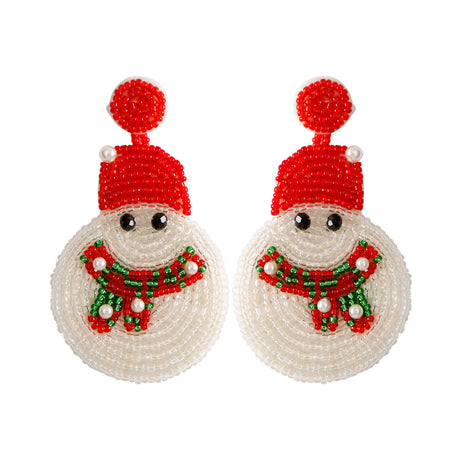 Christmas Snowman Beads Earrings For Women Girls Ins Style Happy New Year Xmas Festival Jewelry Gifts