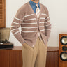 V-neck Striped Knit Cardigan Fashion Sweater Jacket