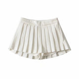 High Waist Front Short Back Length Pleated Skirt With Lining