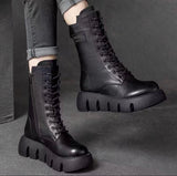 Patent Leather Retro Style British Style Comfortable Low Heel Autumn And Winter Fleece-lined Fashion Boots