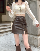 Black PU Leather Skirt Women's Autumn Versatile High Waist Slimming