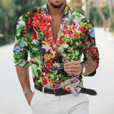 Men's Loose Floral Shirt Beach Retro