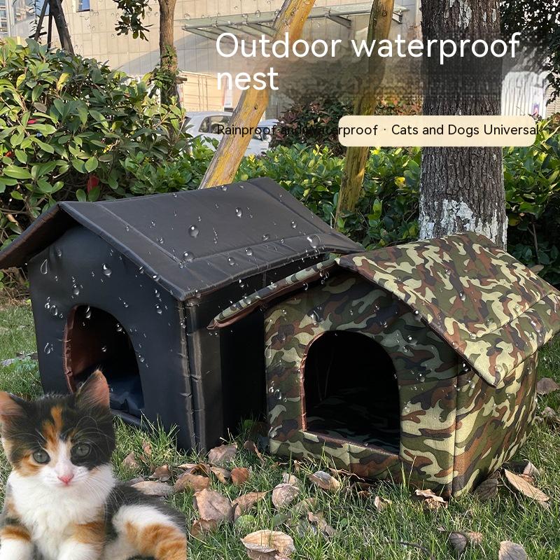 Nido de gato errante impermeable al aire libre, caseta de casa para gatos lavable, plegable, cálida y cálida para invierno