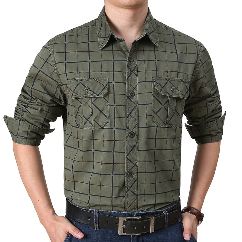 Camisa a cuadros de manga larga de primavera y otoño para hombre