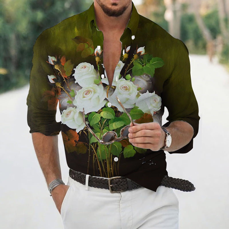 Camisa floral suelta para hombre Playa Retro