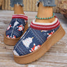 Women's Cartoon Christmas Print Ankle Boots Casual Slip On Plush Lined Home Shoes Comfortable Winter Short Boots