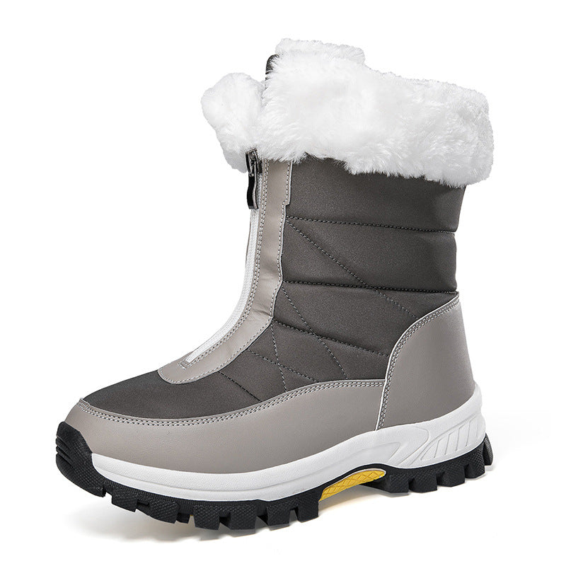 Botas de nieve para mujer, ligeras, con plataforma y cremallera, botines de invierno para mantener el calor, zapatos de felpa para exteriores, gruesos, de caña alta, además de zapatos de terciopelo