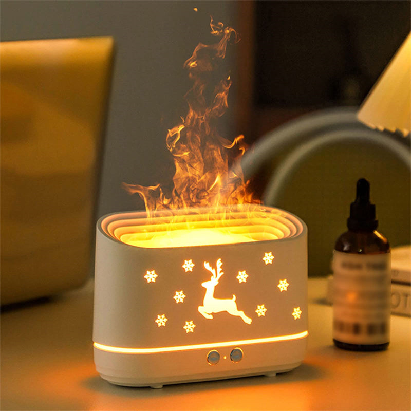 Difusor humidificador de llama de alce, lámpara de ambiente silenciosa para el hogar, decoraciones navideñas para el hogar