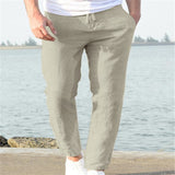 Men's Linen Summer Casual Pants Drawstring Trousers