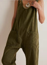 Solid Color Casual Suspender Trousers Women