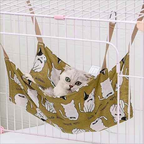 Pet Summer Cotton Hemp Cat Hammock Breathable Cage Cat Swing Hanging Nest Multi-color Printed Hammock Pet Supplies