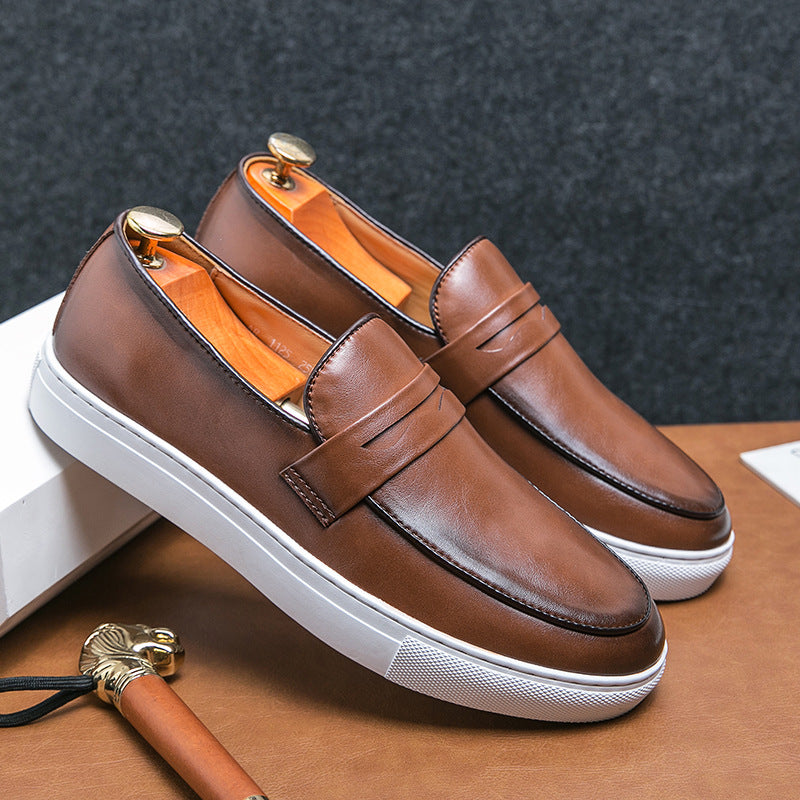 Zapatos de tabla de talla grande Zapatos de cuero casuales de negocios masculinos