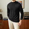 Stylish Men's Semi-turtleneck Solid Color Base Shirt