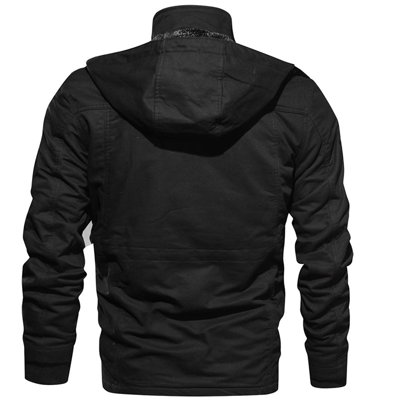 Chaqueta de lana de invierno para hombre, abrigo cálido con capucha, ropa de abrigo gruesa térmica, chaqueta militar masculina