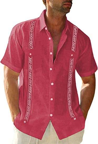 Camisa De Lino De Manga Corta De Moda