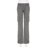 Loose Leisure Workwear Pocket Slimming Low Waist Straight-leg Pants Women