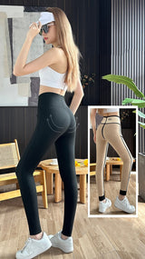 Thick Double Pocket Leggings Outer Wear Latex Shark Pants