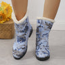 Botas de tobillo con estampado de flores de moda con zapatos de plataforma cálidos de invierno de felpa botas de tobillo de terciopelo ligeras para mujer