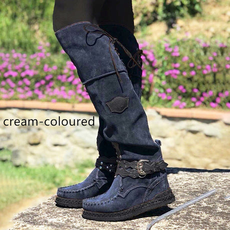 Botas de cuero con punta redonda para mujer Cremallera lateral Transpirable