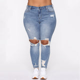 Women Clothes Ripped Plus Size Ladies Denim Pants Jeans