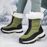 Botas de nieve para mujer, ligeras, con plataforma y cremallera, botines de invierno para mantener el calor, zapatos de felpa para exteriores, gruesos, de caña alta, además de zapatos de terciopelo