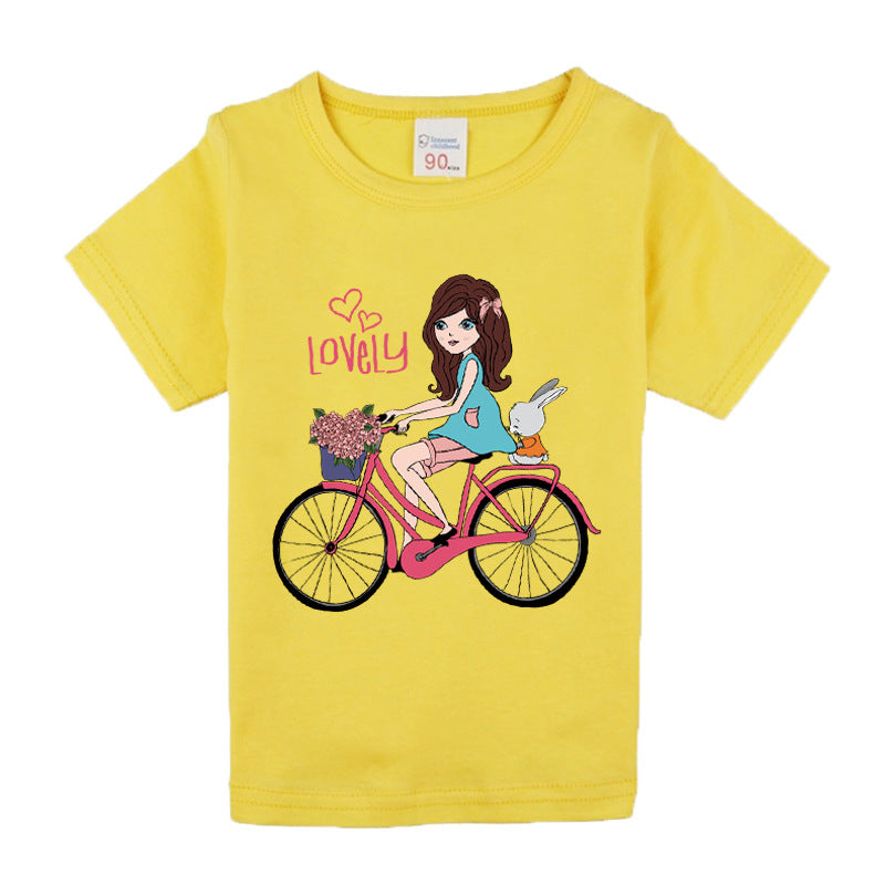 Camiseta Infantil Algodón Niña Bicicleta