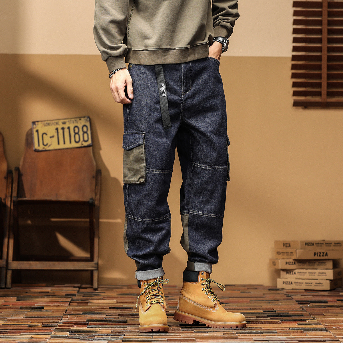 Autumn And Winter New Men's Japanese Style Workwear Jeans