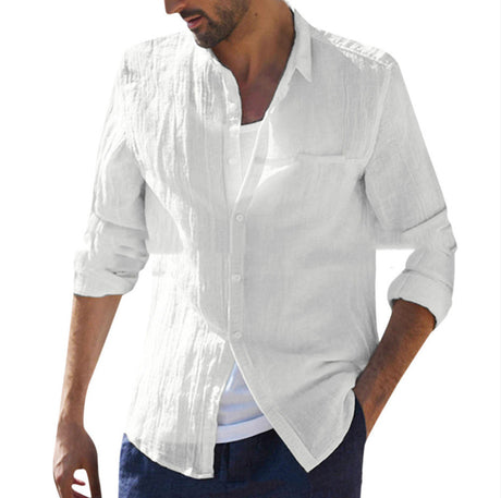 Cotton Cardigan Long Sleeve Shirt For Men