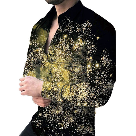 camisa de manga larga con estampado geométrico para hombre