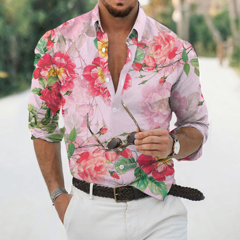 Camisa floral suelta para hombre Playa Retro