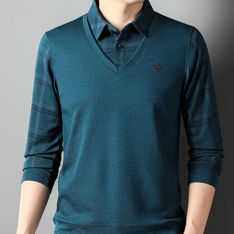 Men's Solid Color Loose-fitting Versatile Long Sleeve